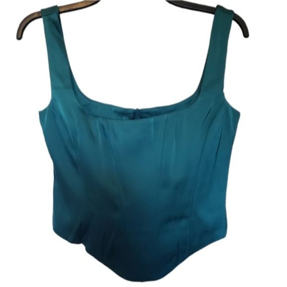 Rumored Green Faux Corset Crop Top Size Small
